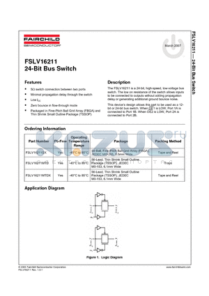 FSLV16211MTDX datasheet - 24-Bit Bus Switch