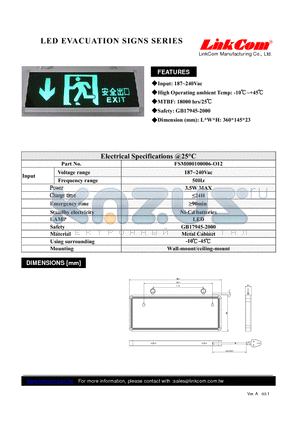 FSM000100006-O12 datasheet - LED EVACUATION SIGNS SERIES