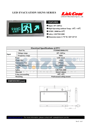 FSM000100006-P12 datasheet - LED EVACUATION SIGNS SERIES