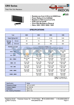 CRS0603 datasheet - Thick Film Chip Resistors