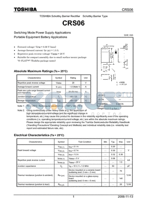 CRS06_06 datasheet - Switching Mode Power Supply Applications