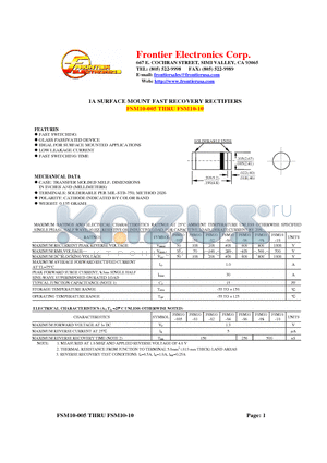 FSM10-06 datasheet - 1A SURFACE MOUNT FAST RECOVERY RECTIFIERS