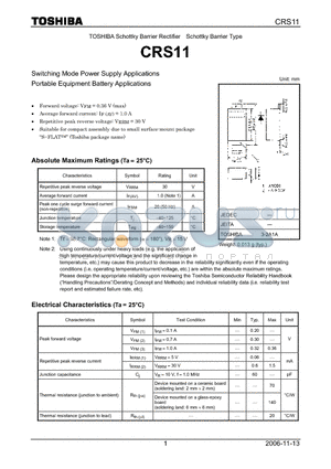 CRS11 datasheet - Switching Mode Power Supply Applications