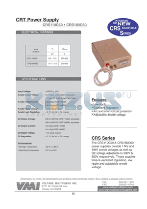 CRS110G50 datasheet - CRT Power Supply