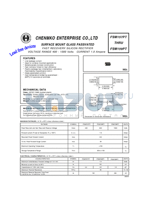 FSM157PT datasheet - FAST RECOVERY SILICON RECTIFIER