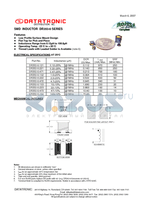 DR353-6-102 datasheet - SMD INDUCTOR