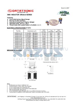 DR353-6-223 datasheet - SMD INDUCTOR