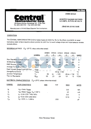 CRSH3-2 datasheet - SCHOTTKY BARRIER RECTIFIER 3.0 AMPS, 20 THRU 60 VOLTS