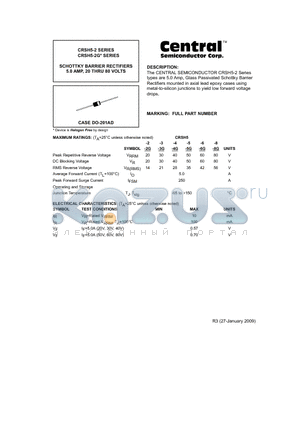 CRSH5-2G datasheet - SCHOTTKY BARRIER RECTIFIERS 5.0 AMP, 20 THRU 80 VOLTS