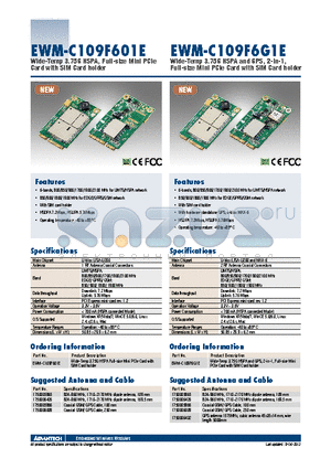 EWM-C109F601E datasheet - Wide-Temp 3.75G HSPA, Full-size Mini PCIe Wide-Temp 3.75G HSPA, Full-size Mini PCIe