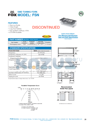 FSN datasheet - SMD TUNING FORK