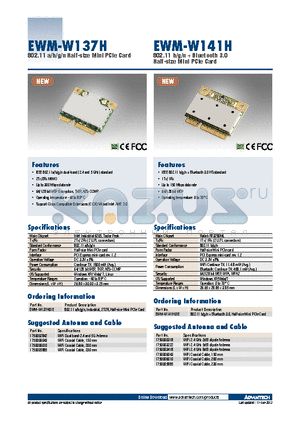 EWM-W137H datasheet - 802.11 a/b/g/n Half-size Mini PCIe Card