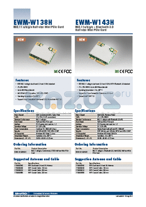 EWM-W138H datasheet - 802.11 a/b/g/n Half-size Mini PCIe Card
