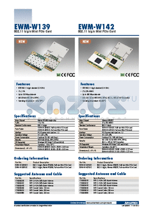 EWM-W139 datasheet - 802.11 b/g/n Mini PCIe Card