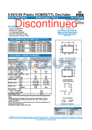 FSO-3LF datasheet - 5.0V/3.0V Plastic HCMOS/TTL Oscillator