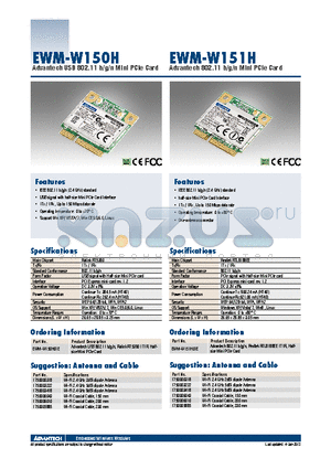 EWM-W150H datasheet - Advantech USB 802.11 b/g/n Mini PCIe Card