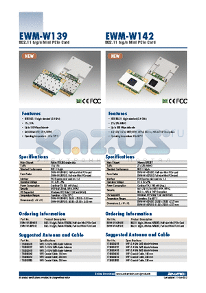 EWM-W142F01E datasheet - 802.11 b/g/n Mini PCIe Card