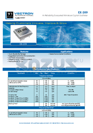 EX-2090-DEE-002S datasheet - Hi-Reliability Evacuated Miniature Crystal Oscillator