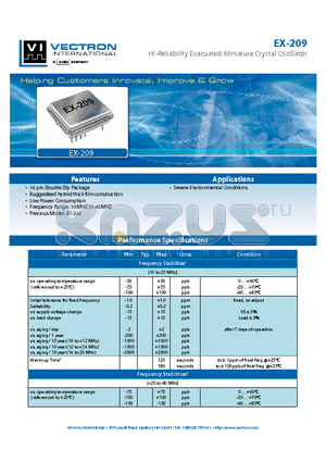 EX-2090-DAJ-002S datasheet - Hi-Reliability Evacuated Miniature Crystal Oscillator