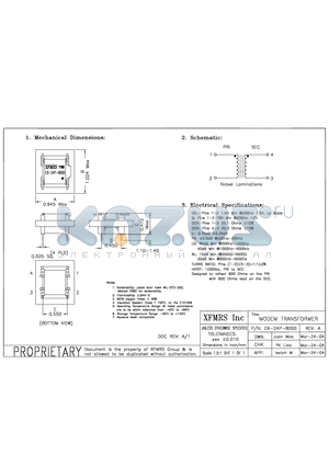 EX-24P-8000 datasheet - MODEM TRANSFORMER