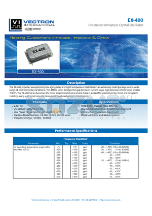 EX-4000-DAE-157 datasheet - Evacuated Miniature Crystal Oscillator