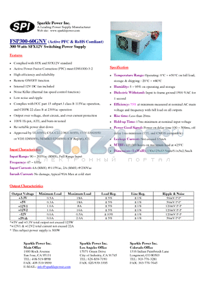 FSP300-60GNV datasheet - 300 Watts SFX12V Switching Power Supply