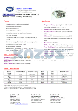 FSP300-60PN datasheet - 300 Watts ATX12V Switching Power Supply