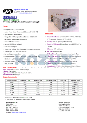 FSP300-70MP datasheet - 300 Watts ATX12V, Medical Grade Power Supply