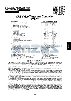 CRT5027 datasheet - CRT VIDEO TIMER AND CONTROLLER