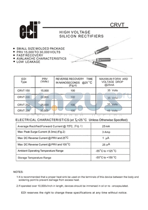 CRVT150 datasheet - HIGH VOLTAGE SILICON RECTIFIERS