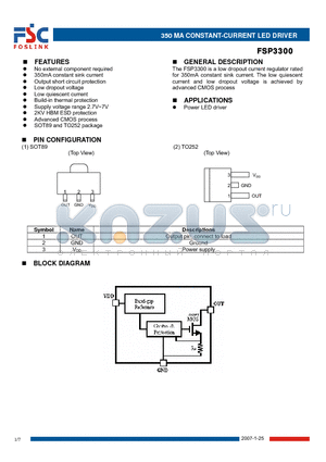 FSP3300YAD datasheet - 350 MA CONSTANT-CURRENT LED DRIVER