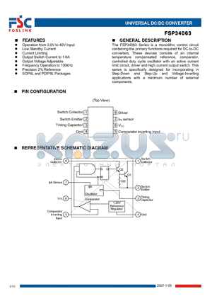 FSP34063NAD datasheet - UNIVERSAL DC/DC CONVERTER