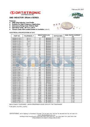 DR354-3-183-T datasheet - SMD INDUCTOR