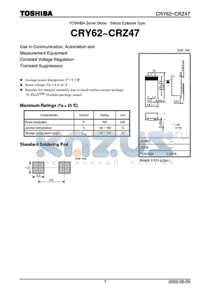 CRY82 datasheet - TOSHIBA Zener Diode Silicon Epitaxial Type