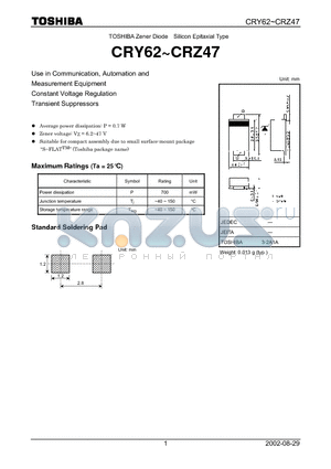 CRY91 datasheet - TOSHIBA Zener Diode Silicon Epitaxial Type