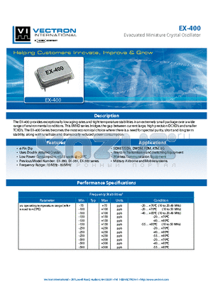 EX-400_12 datasheet - Evacuated Miniature Crystal Oscillator