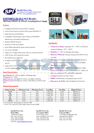 FSP550PLG-SLI datasheet - 550 Watts EPS12V & ATX12V Switching Power Supply