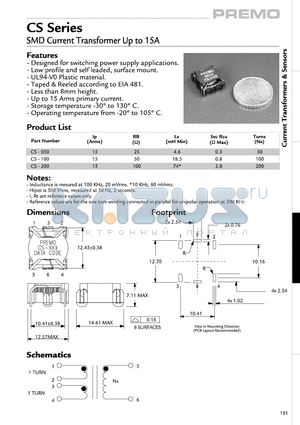 CS-200 datasheet - SMD Current Transformer Up to 15A