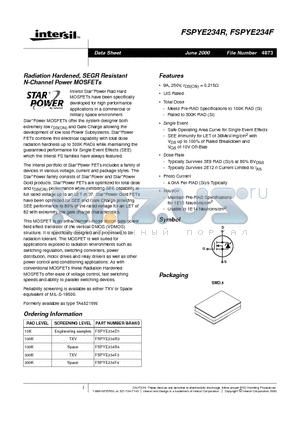 FSPYE234R datasheet - Radiation Hardened, SEGR Resistant N-Channel Power MOSFETs