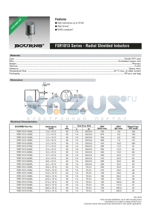 FSR1013-123KL datasheet - Radial Shielded Inductors