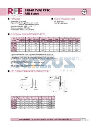 FSR350F datasheet - STRAP TYPE PPTC FSR Series