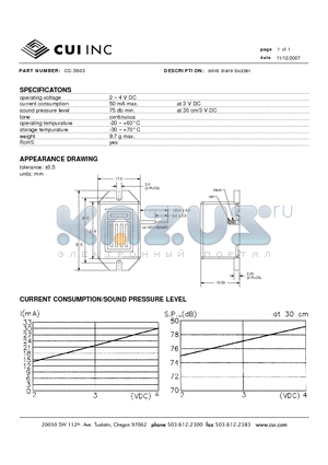 CS-3603 datasheet - solid state buzzer