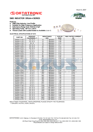 DR354-4-333-T datasheet - SMD INDUCTOR