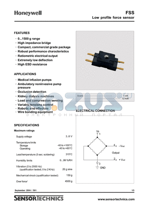 FSS1500NSB datasheet - Low profile force sensor