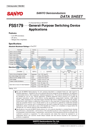 FSS179 datasheet - P-Channel Silicon MOSFET General-Purpose Switching Device Applications