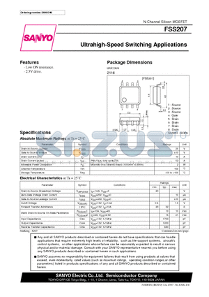 FSS207 datasheet - Ultrahigh-Speed Switching Applications