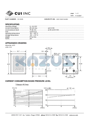CS-8406 datasheet - solid state buzzer