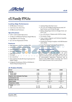 EX128-FCS100PP datasheet - eX Family FPGAs