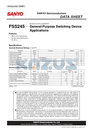 FSS245 datasheet - N-Channel Silicon MOSFET General-Purpose Switching Device