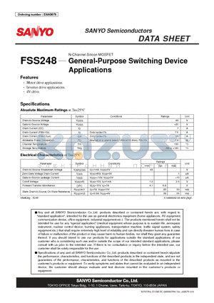 FSS248 datasheet - N-Channel Silicon MOSFET General-Purpose Switching Device